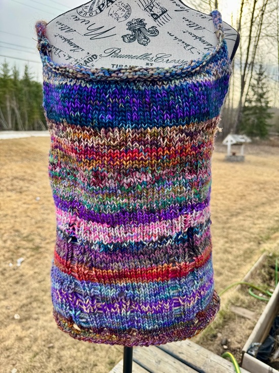 Trinity Wool & Wonders Tops - Multicolor Knit Tank Top - Women's Striped Yarn Tank with Destruction